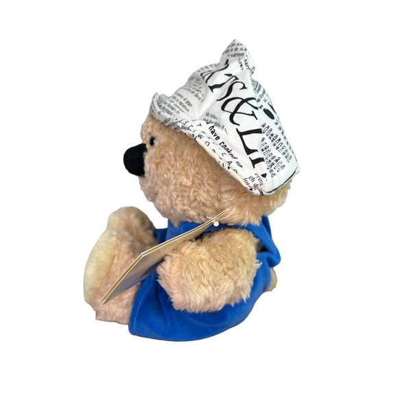 Boomerang Bear American Greetings Plush NWT Blue Overalls & Newsprint Hat - Picture 4 of 11